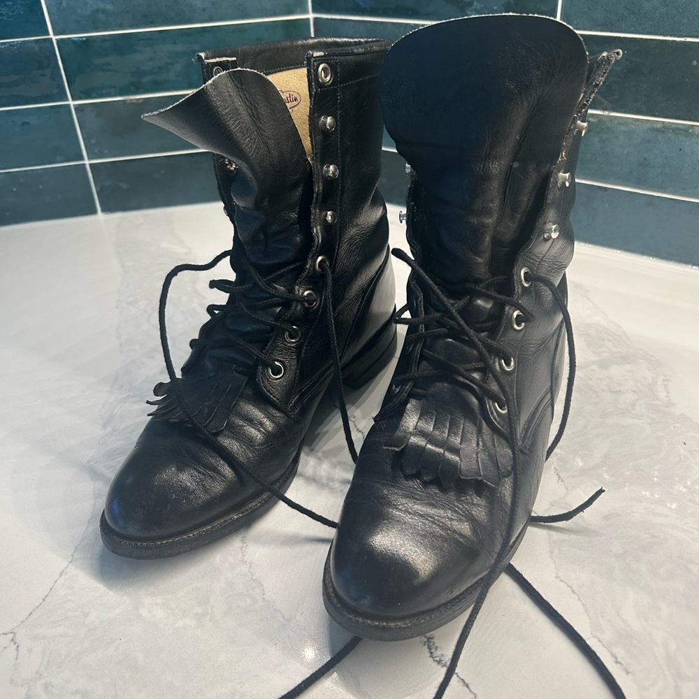 Justin Roper Boots Black Leather